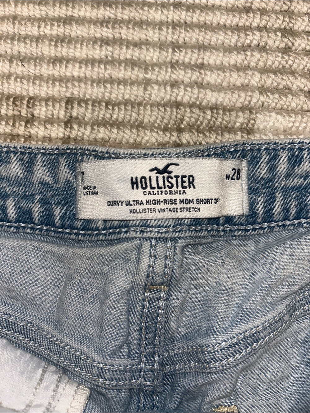 Hollister Light Wash Distressed Rolled-Hem Denim Shorts - Picture 2 of 3